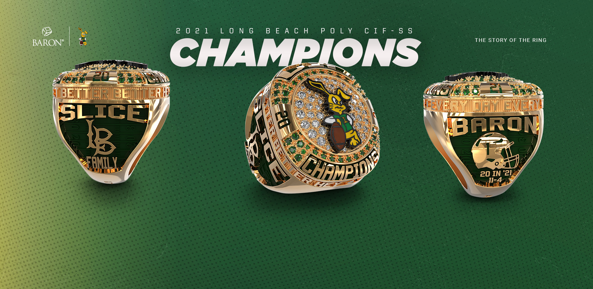 The Official Seattle Storm 2020 WNBA Championship Ring by Baron® Championship Rings green storm background
