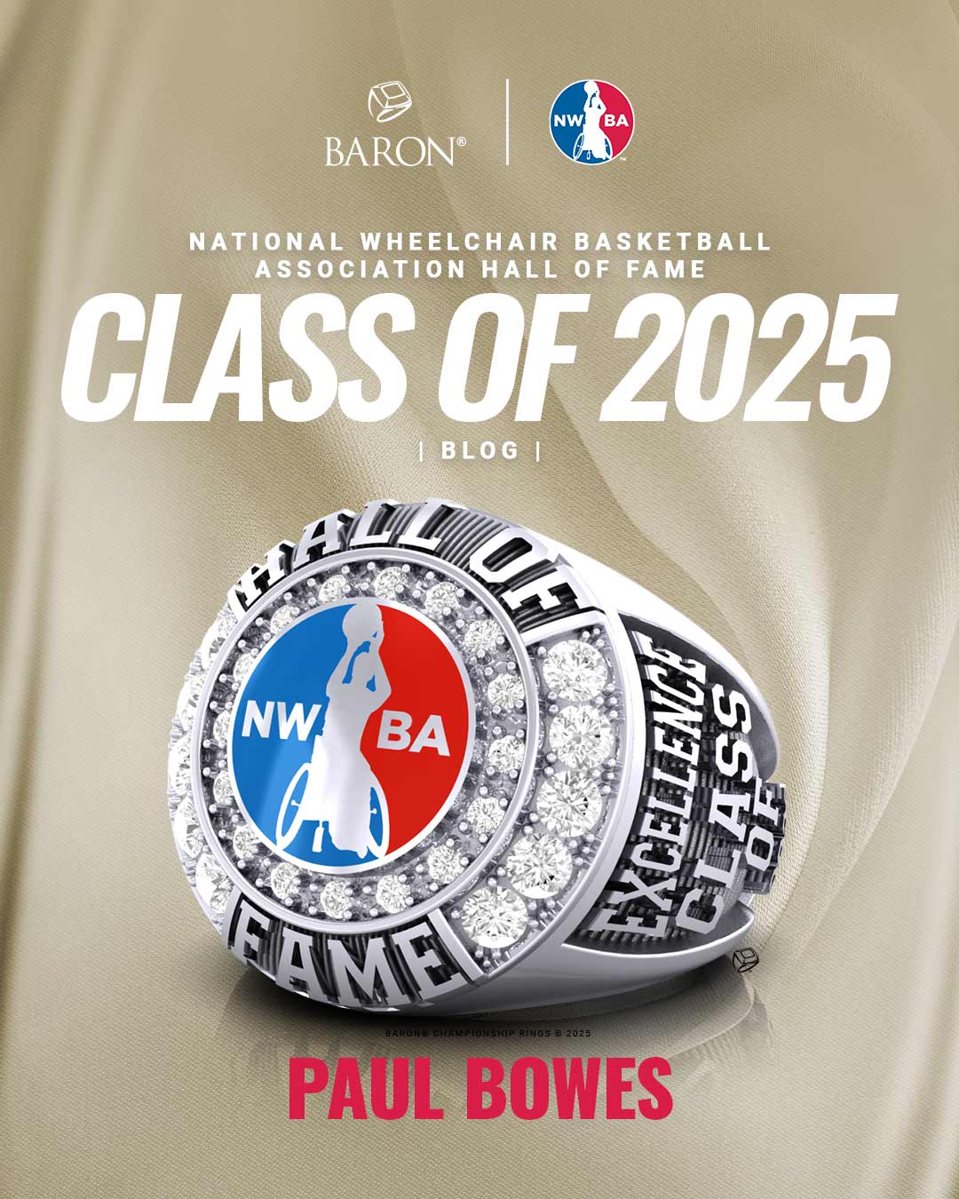 NWBA Hall of Fame Class of 2025 Inductee Ring of Paul Bowes