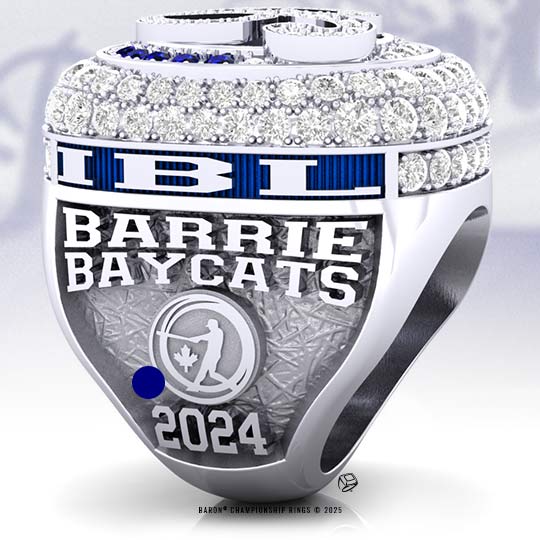 2024 Barrie Baycats IBL Dominico Cup Championship Ring Left Shoulder-Baron Championship Rings