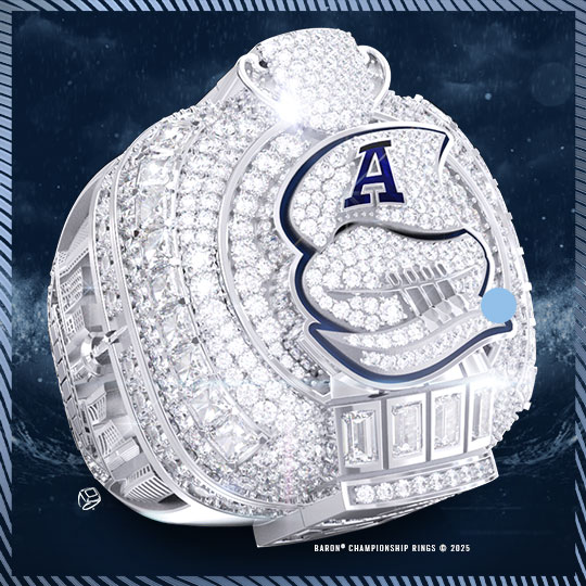 2024 Barrie Baycats IBL Dominico Cup Championship Ring Front-Baron Championship Rings