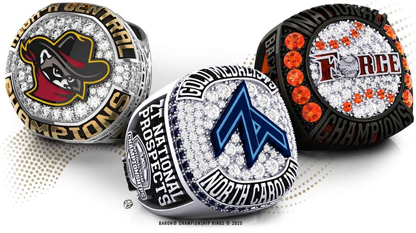 University of Maryland Terrapins (Men’s Basketball), University of Florida Gulf Coast Eagles (Women’s Basketball), Pima Community College (Women’s Basketball) by Baron Championship Rings