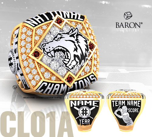 white and golden durilium baseball championship ring with brown grizzlies bear logo with basketball ball trophy, basketball court by Baron Rings