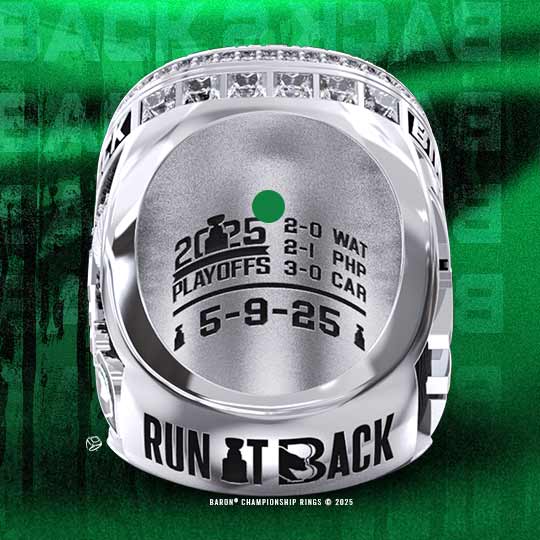 2024 Barrie Baycats IBL Dominico Cup Championship Ring Front-Baron Championship Rings