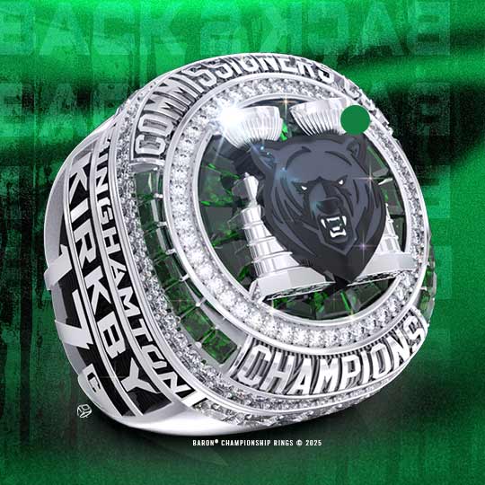 2024 Barrie Baycats IBL Dominico Cup Championship Ring Front-Baron Championship Rings