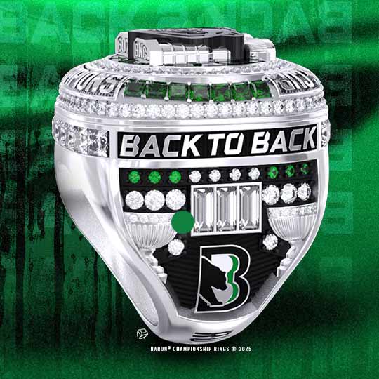 2024 Barrie Baycats IBL Dominico Cup Championship Ring Front-Baron Championship Rings