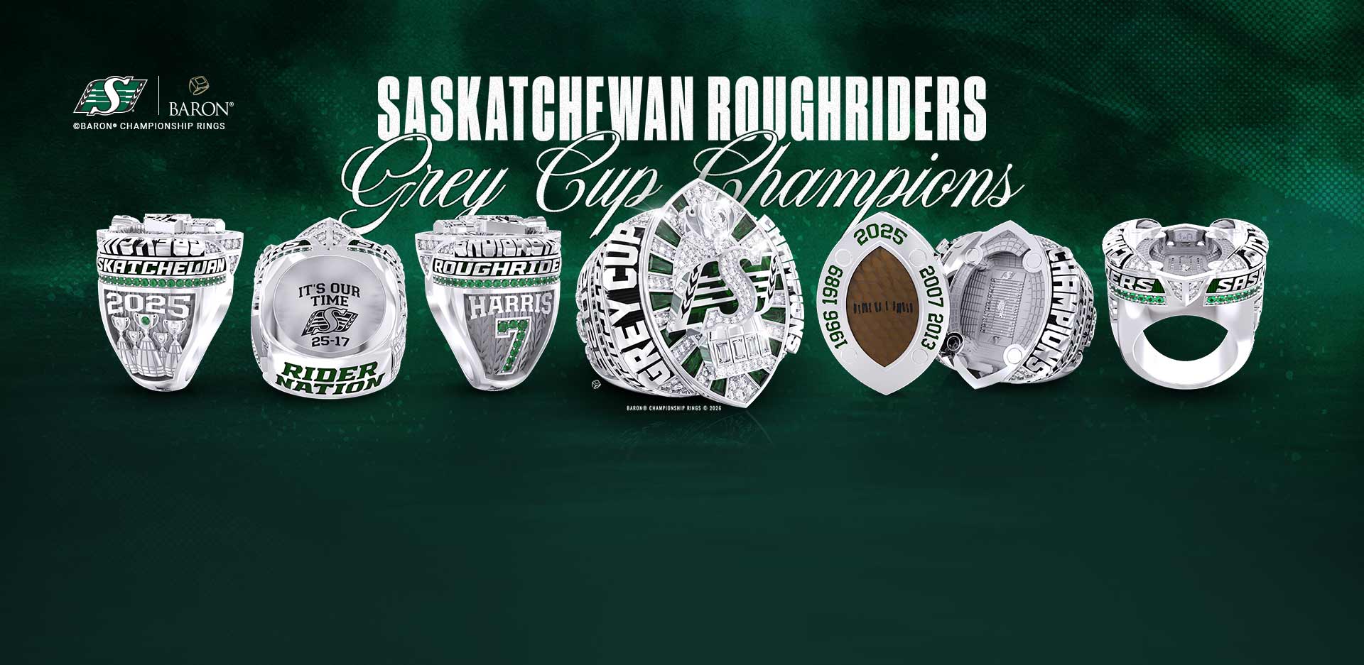 The Official Seattle Storm 2020 WNBA Championship Ring by Baron® Championship Rings green storm background